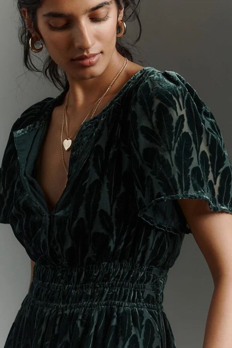 New Anthropologie The Somerset Velvet Maxi Dress Size S - Picture 3 of 10